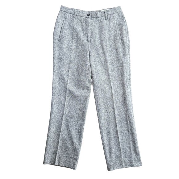 Hauber Dress Pants Womens Chambray Wool‎ Gray Trousers 12 Germany Tailored Fit - Picture 1 of 7